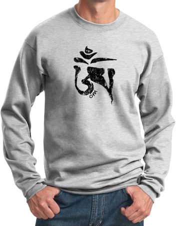 Mens Yoga Sweatshirt Black Tibetan Om Sweat Shirt