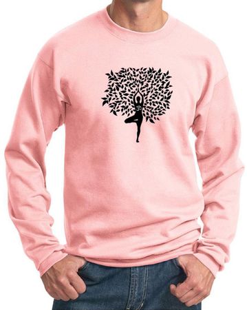 Mens Yoga Sweatshirt Black Tree Pose Sweat Shirt