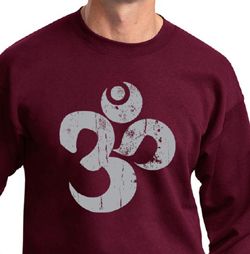 Mens Yoga Sweatshirt Grey Distressed OM Sweat Shirt Mens Yoga Sweatshirt Grey Distressed OM Sweat Shirt