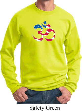 Mens Yoga Sweatshirt Patriotic Om Sweat Shirt