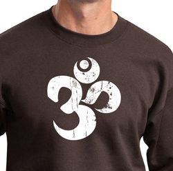 Mens Yoga Sweatshirt White Distressed OM Sweat Shirt