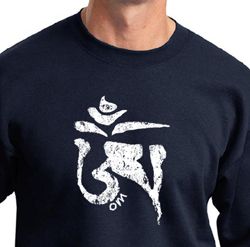 Mens Yoga Sweatshirt White Tibetan Om Sweat Shirt