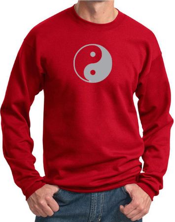 Mens Yoga Sweatshirt Yin Yang Big Print Meditation Sweatshirt