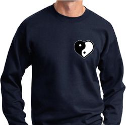 Mens Yoga Sweatshirt Yin Yang Heart Pocket Print Sweat Shirt