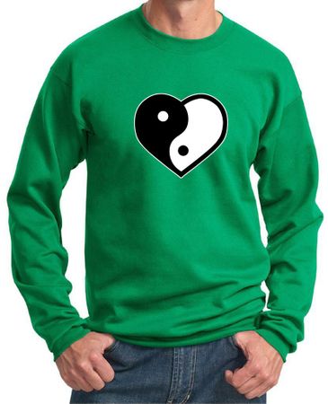 Mens Yoga Sweatshirt Yin Yang Heart Sweat Shirt
