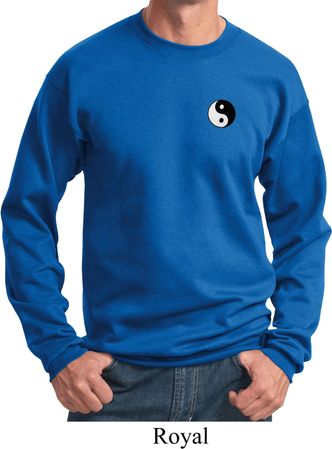 Mens Yoga Sweatshirt Yin Yang Patch Pocket Print Sweat Shirt
