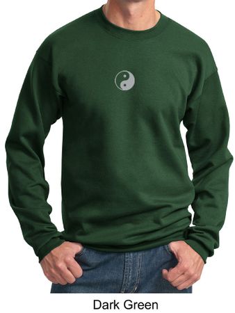 Mens Yoga Sweatshirt Yin Yang Small Print Meditation Sweat Shirt