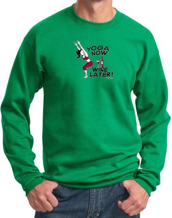 Mens Yoga Sweatshirt Yoga Now Wine Later Sweat Shirt