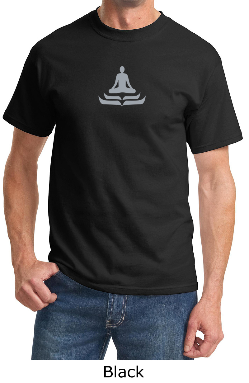 Mens Yoga Tshirt Lotus Pose Meditation Adult Tee Shirt Lotus Pose