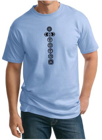 Mens Yoga T-shirt 7 Chakras Black Print Tall Shirt