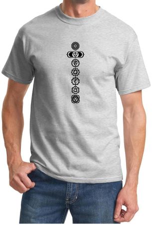 Mens Yoga T-shirt 7 Chakras Black Print Tee