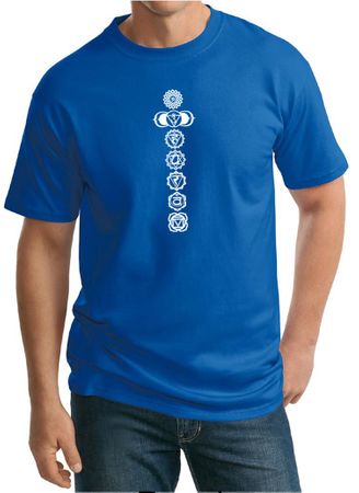 Mens Yoga T-shirt 7 Chakras White Print Tall Shirt