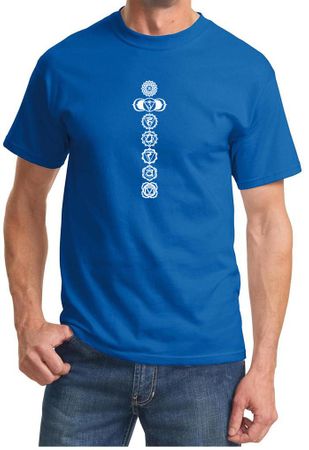 Mens Yoga T-shirt 7 Chakras White Print Tee