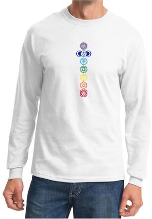 Mens Yoga T-shirt 7 Colored Chakras Long Sleeve Shirt