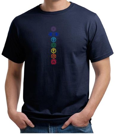 Mens Yoga T-shirt 7 Colored Chakras Organic Shirt