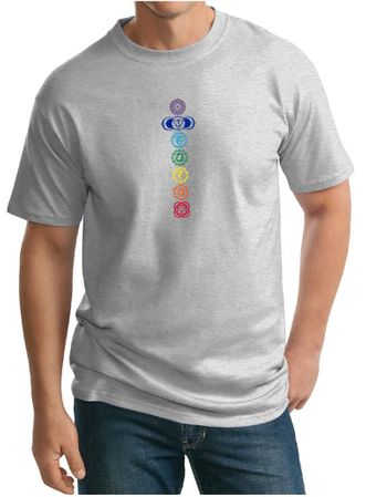 Mens Yoga T-shirt 7 Colored Chakras Tall Shirt