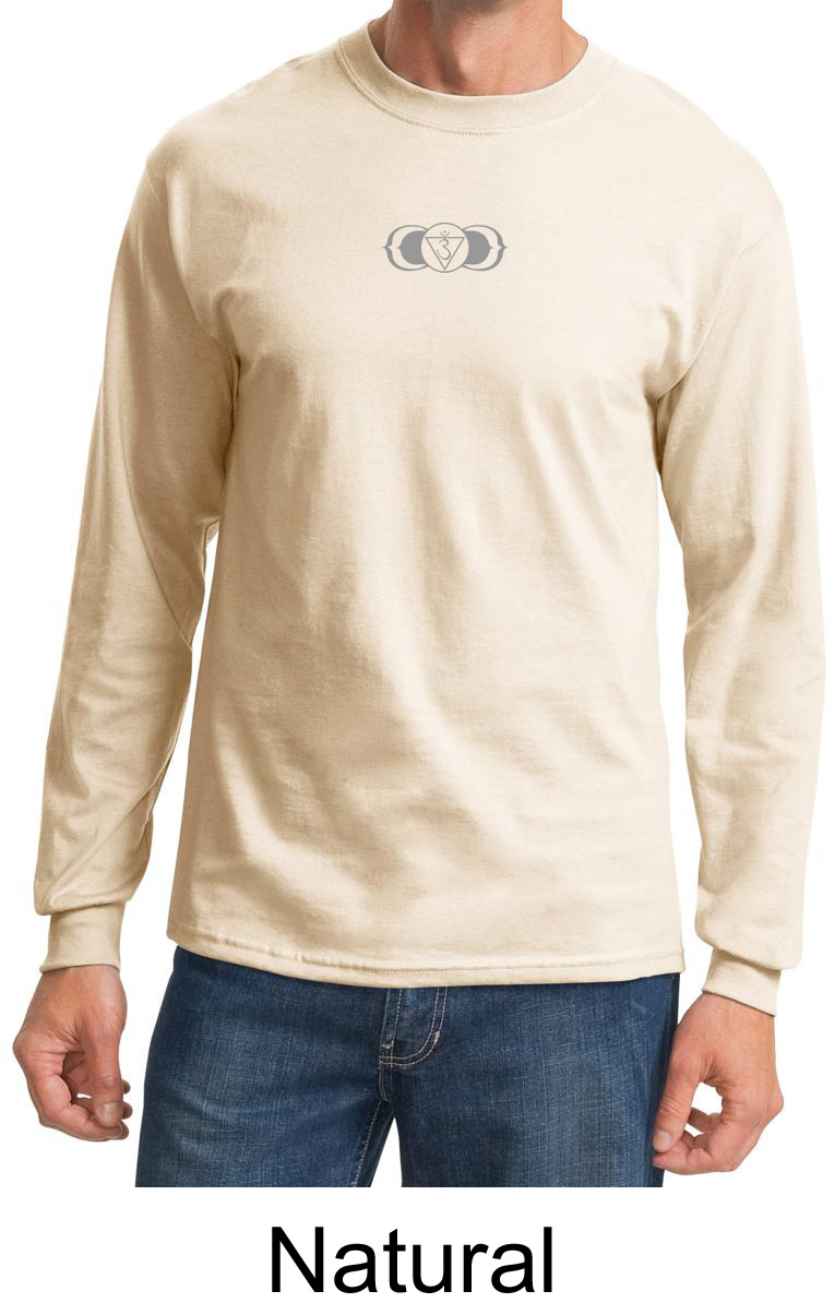Mens Yoga Tshirt AJNA Chakra Meditation Adult Long Sleeve Shirt