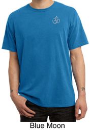 Mens Yoga T-shirt Aum Hindu Patch Pocket Print Pigment Dyed Tee Shirt