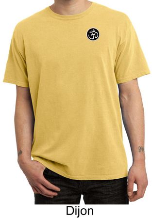 Mens Yoga T-shirt Aum Patch Sanskrit Pocket Print Pigment Dyed Shirt