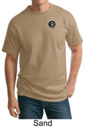 Mens Yoga T-shirt - Aum Patch Sanskrit Pocket Print Tall Tee Shirt