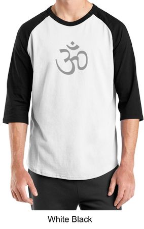 Mens Yoga T-shirt - Aum Symbol Adult 3/4 Sleeve Raglan Tee Shirt