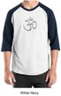 Mens Yoga T-shirt - Aum Symbol Adult 3/4 Sleeve Raglan Tee Shirt