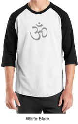 Mens Yoga T-shirt - Aum Symbol Adult 3/4 Sleeve Raglan Tee Shirt
