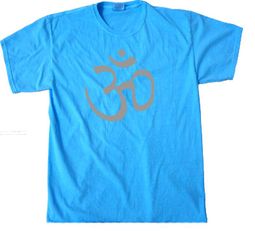 Mens Yoga T-shirt - Aum Symbol Adult Neon Blue Tee Shirt