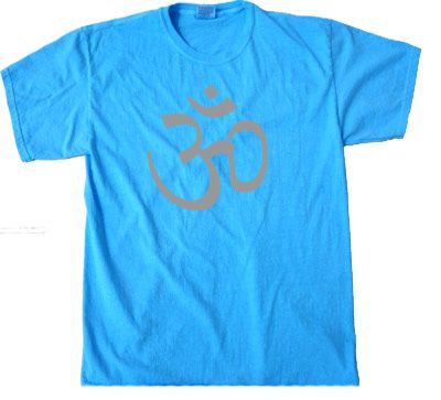 Mens Yoga T-shirt - Aum Symbol Adult Neon Blue Tee Shirt