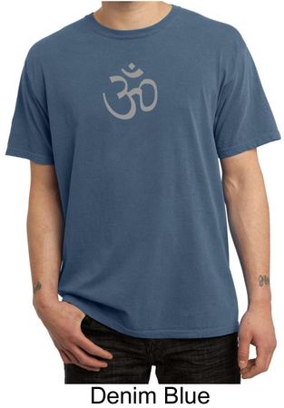 Mens Yoga T-shirt - Aum Symbol Meditation Adult Pigment Dyed Tee Shirt