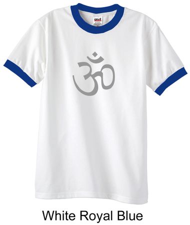 Mens Yoga T-shirt - Aum Symbol Meditation Adult Ringer Tee Shirt