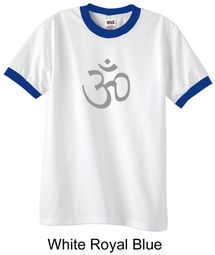 Mens Yoga T-shirt - Aum Symbol Meditation Adult Ringer Tee Shirt