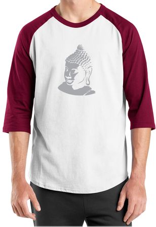Mens Yoga T-Shirt - Buddha Buddhist 3/4 Sleeve Raglan Tee Shirt