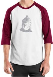 Mens Yoga T-Shirt - Buddha Buddhist 3/4 Sleeve Raglan Tee Shirt