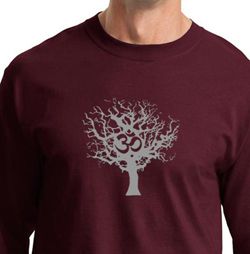 Mens Yoga T-shirt Grey Tree of Life Long Sleeve Shirt Mens Yoga T-shirt Grey Tree of Life Long Sleeve Shirt