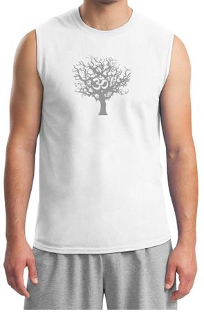 Mens Yoga T-shirt Grey Tree of Life Muscle Shirt