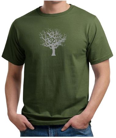 Mens Yoga T-shirt Grey Tree of Life Organic Tee