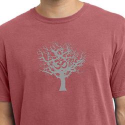 Mens Yoga T-shirt Grey Tree of Life Pigment Dyed Tee Mens Yoga T-shirt Grey Tree of Life Pigment Dyed Tee