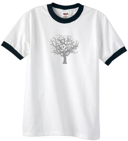 Mens Yoga T-shirt Grey Tree of Life Ringer Shirt