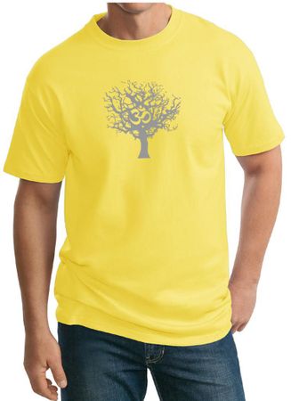Mens Yoga T-shirt Grey Tree of Life Tall Tee
