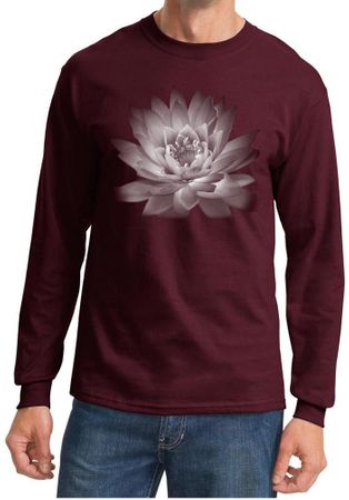 Mens Yoga T-shirt Lotus Flower Long Sleeve Shirt