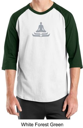 Mens Yoga T-shirt - Lotus Pose Meditation 3/4 Sleeve Raglan Shirt