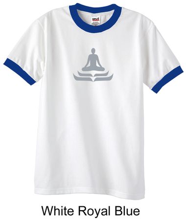 Mens Yoga T-shirt - Lotus Pose Meditation Ringer Shirt