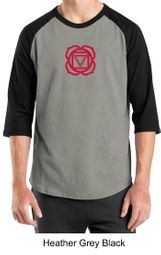 Mens Yoga T-shirt - Muladhara Root Chakra 3/4 Sleeve Raglan Shirt