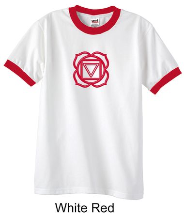 Mens Yoga T-shirt - Muladhara Root Chakra Adult Ringer Shirt