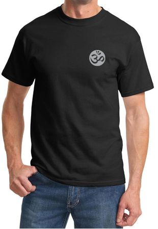 Mens Yoga T-shirt Om Symbol Pocket Print Tee Shirt