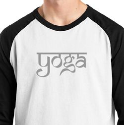 Mens Yoga T-shirt Sanskrit Yoga Text Raglan Shirt