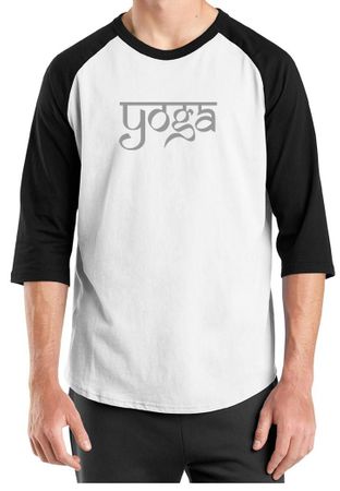 Mens Yoga T-shirt Sanskrit Yoga Text Raglan Shirt
