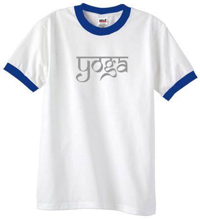 Mens Yoga T-shirt Sanskrit Yoga Text Ringer Shirt