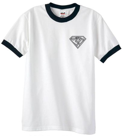 Mens Yoga T-Shirt Super OM Pocket Print Ringer Shirt